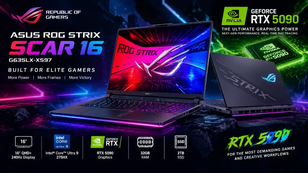 ASUS ROG Strix SCAR 16 G635LX-XS97 Gaming Laptop with NVIDIA GeForce RTX 5090